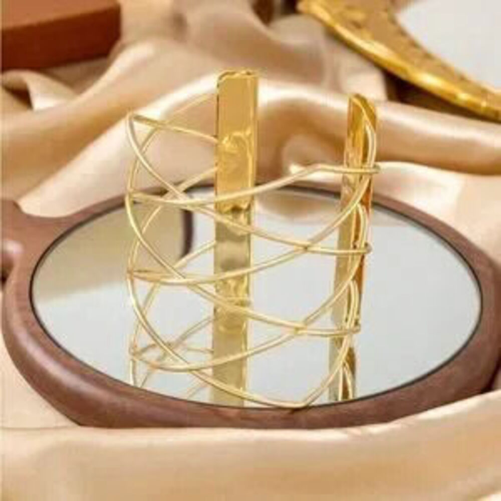 Gold 1pc Geometric Cuff Bracelet View 2